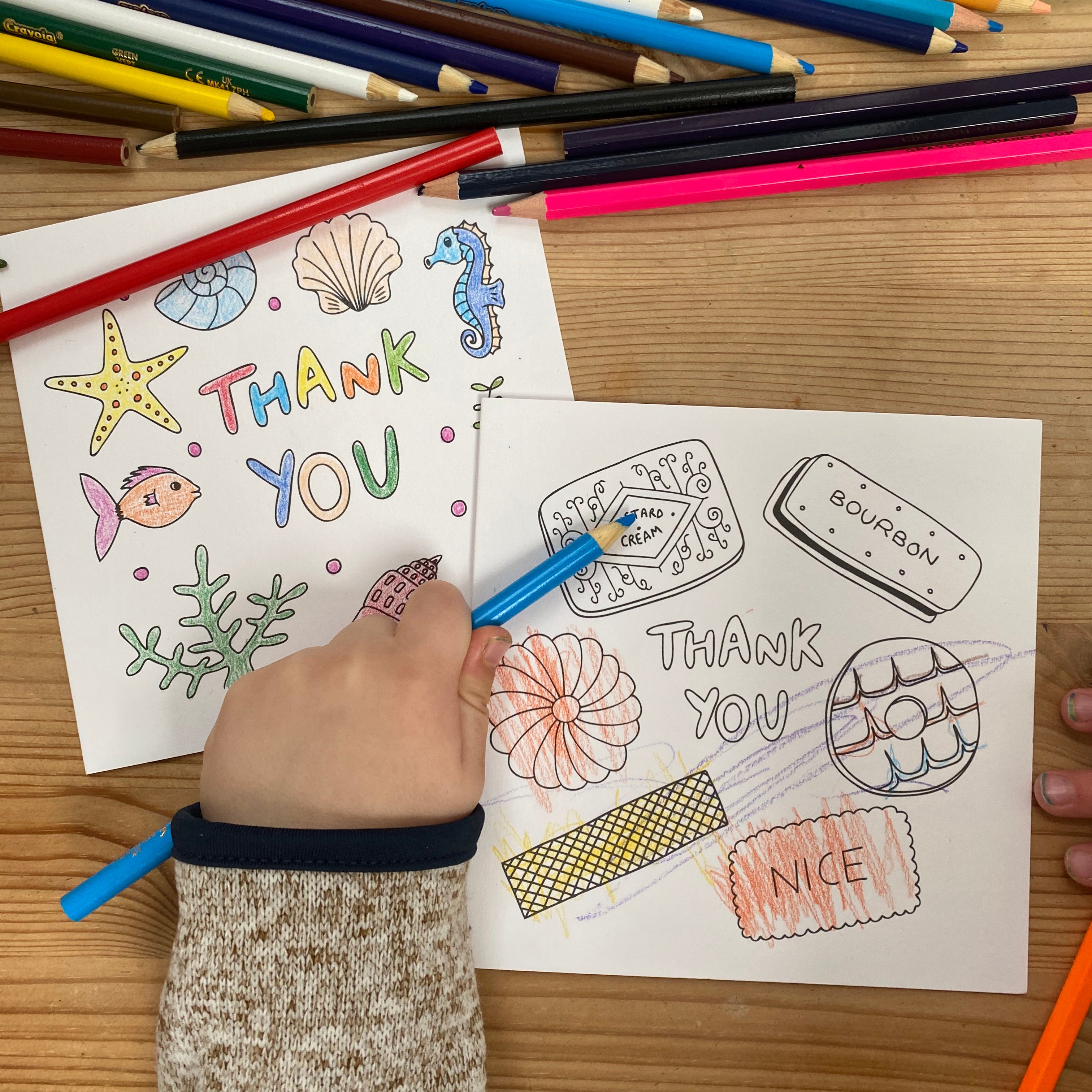colouring in thank you cards