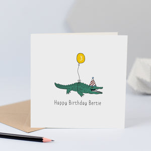 birthday card with crocodile