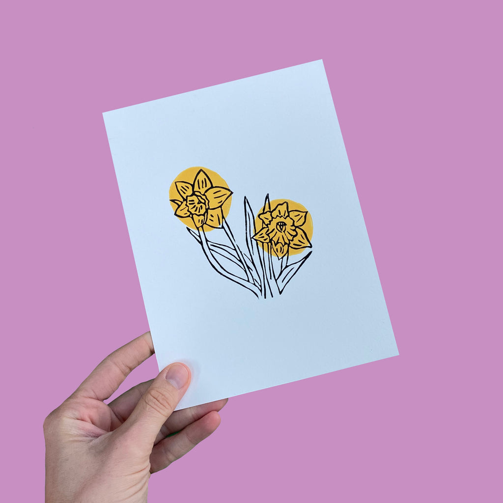 Hand Printed Daffodil Print