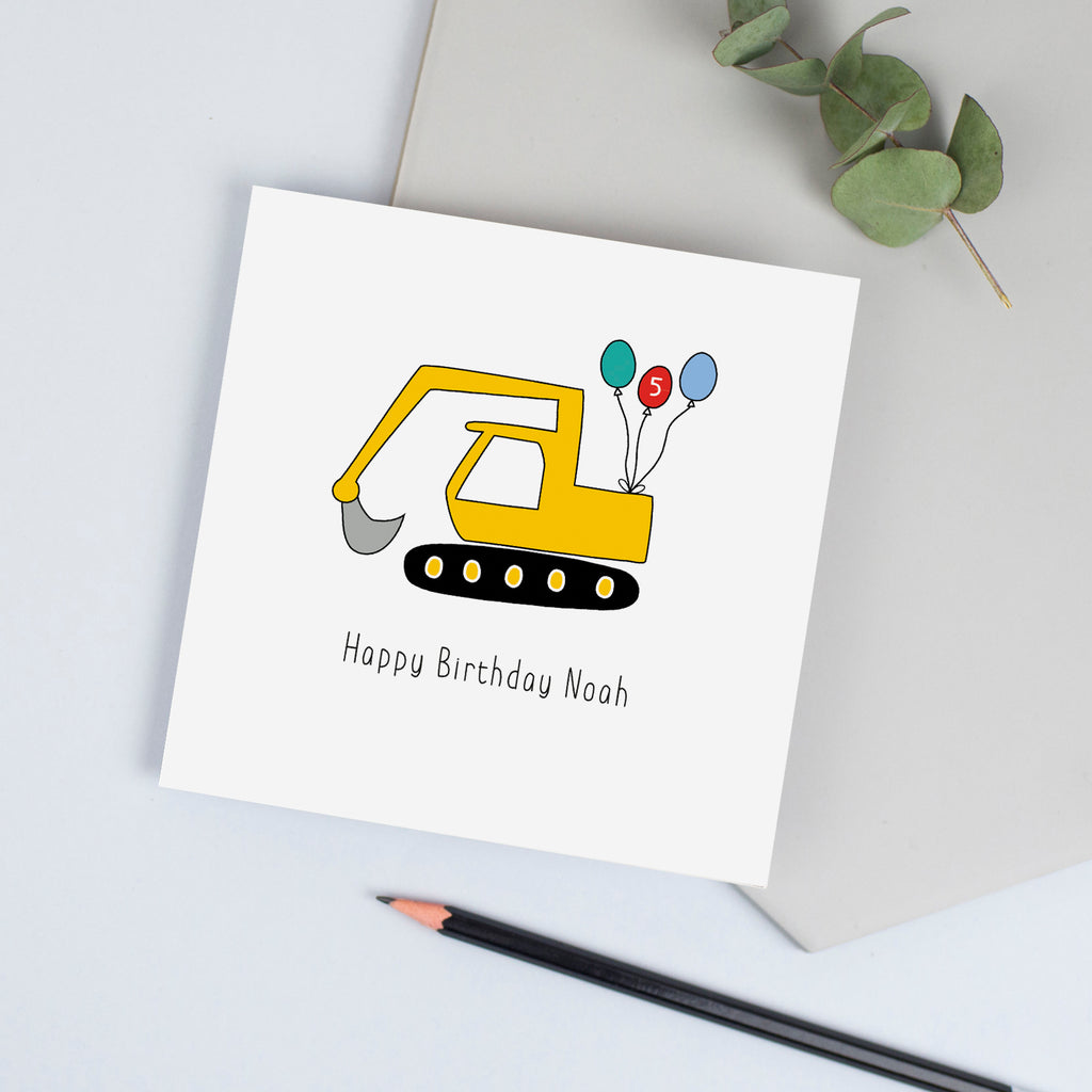 Digger birthday card for grandson