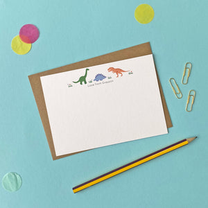 Personalised Dinosaur Notelets / Correspondence cards