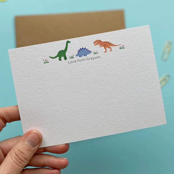 Personalised Dinosaur Notelets / Correspondence cards – Lizzie Chancellor