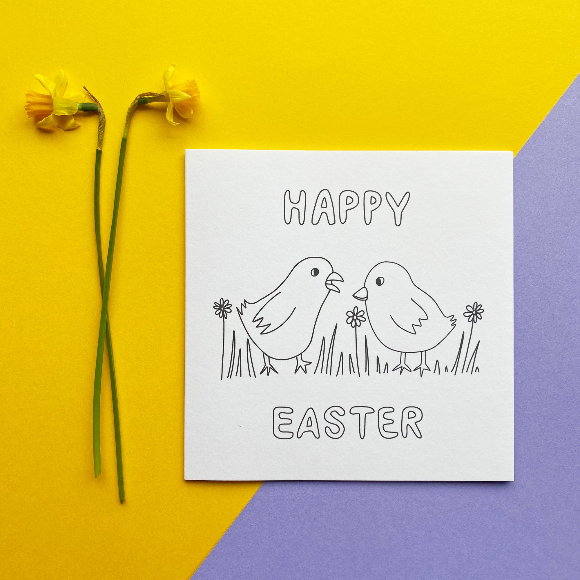 Easter Chicks colouring in card