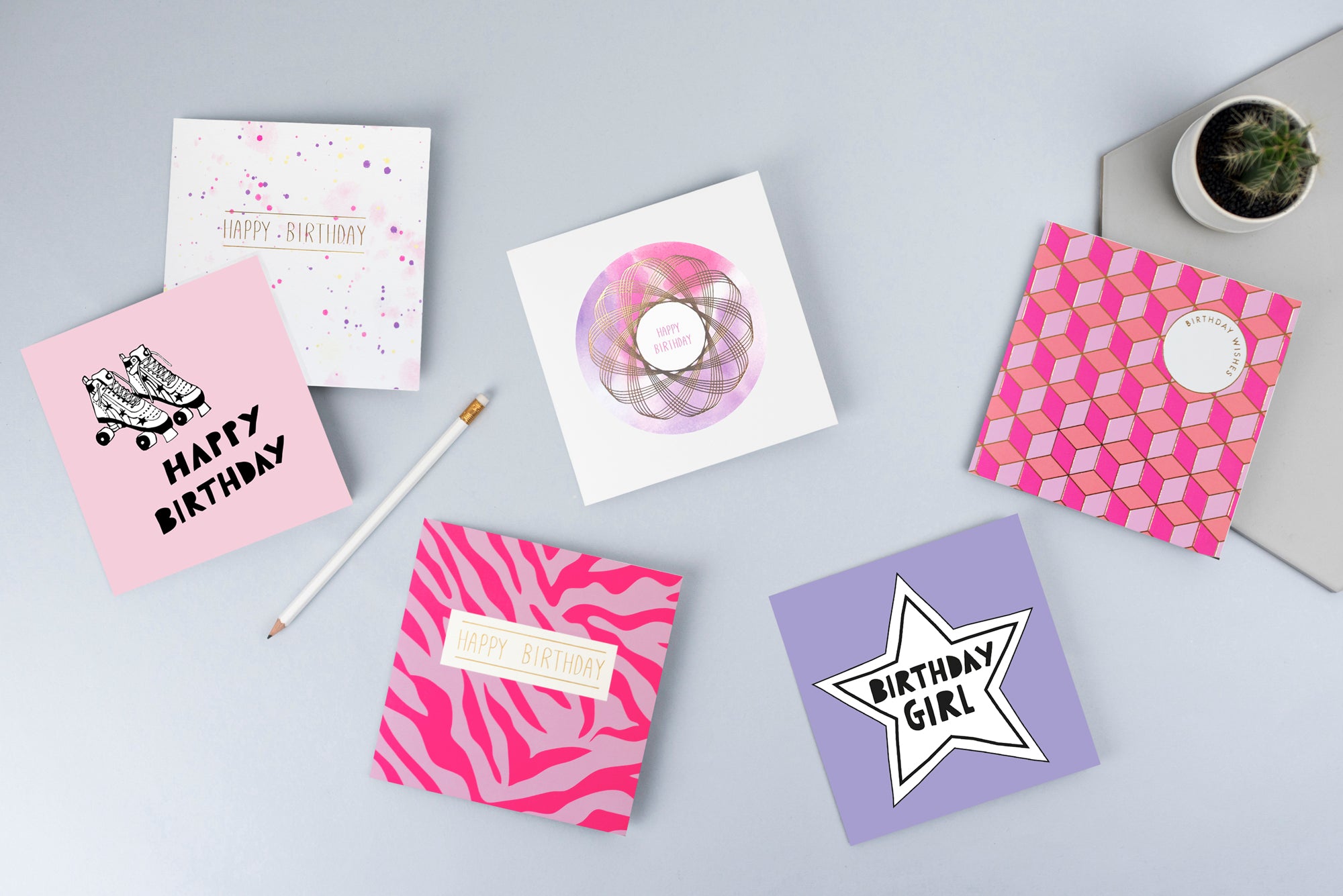 Pack of 6 female birthday cards