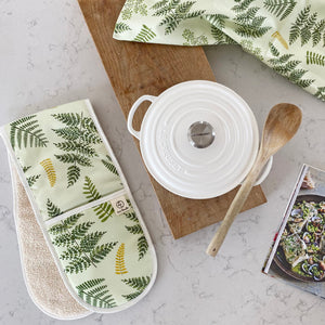 fern oven gloves and matching tea towel