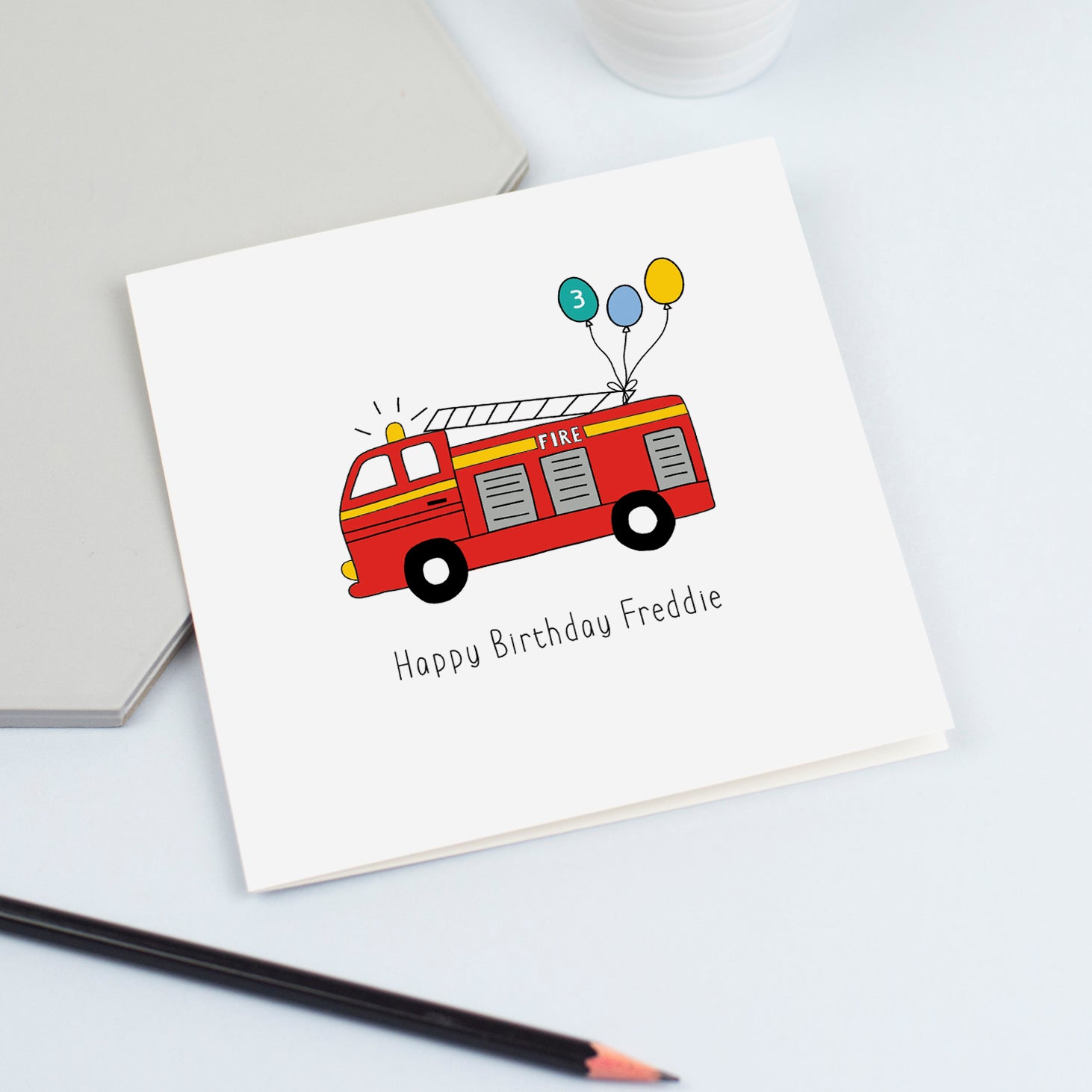 Personalised Fire engine card