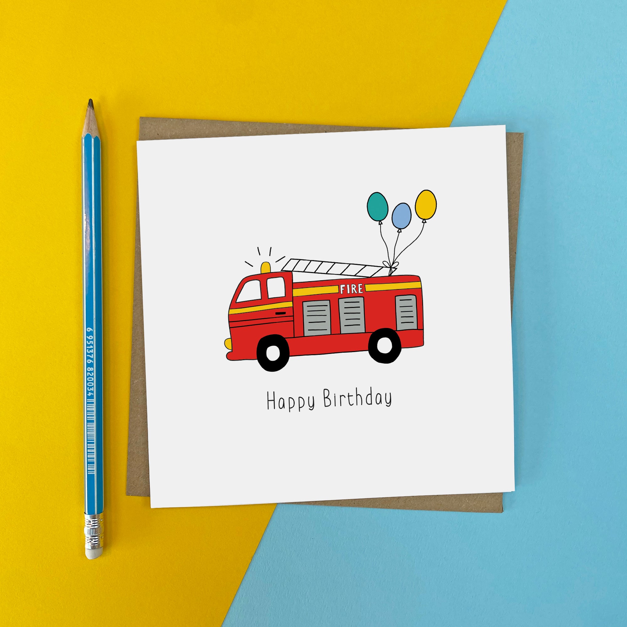 Fire engine birthday card