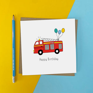 Fire Engine Birthday Card