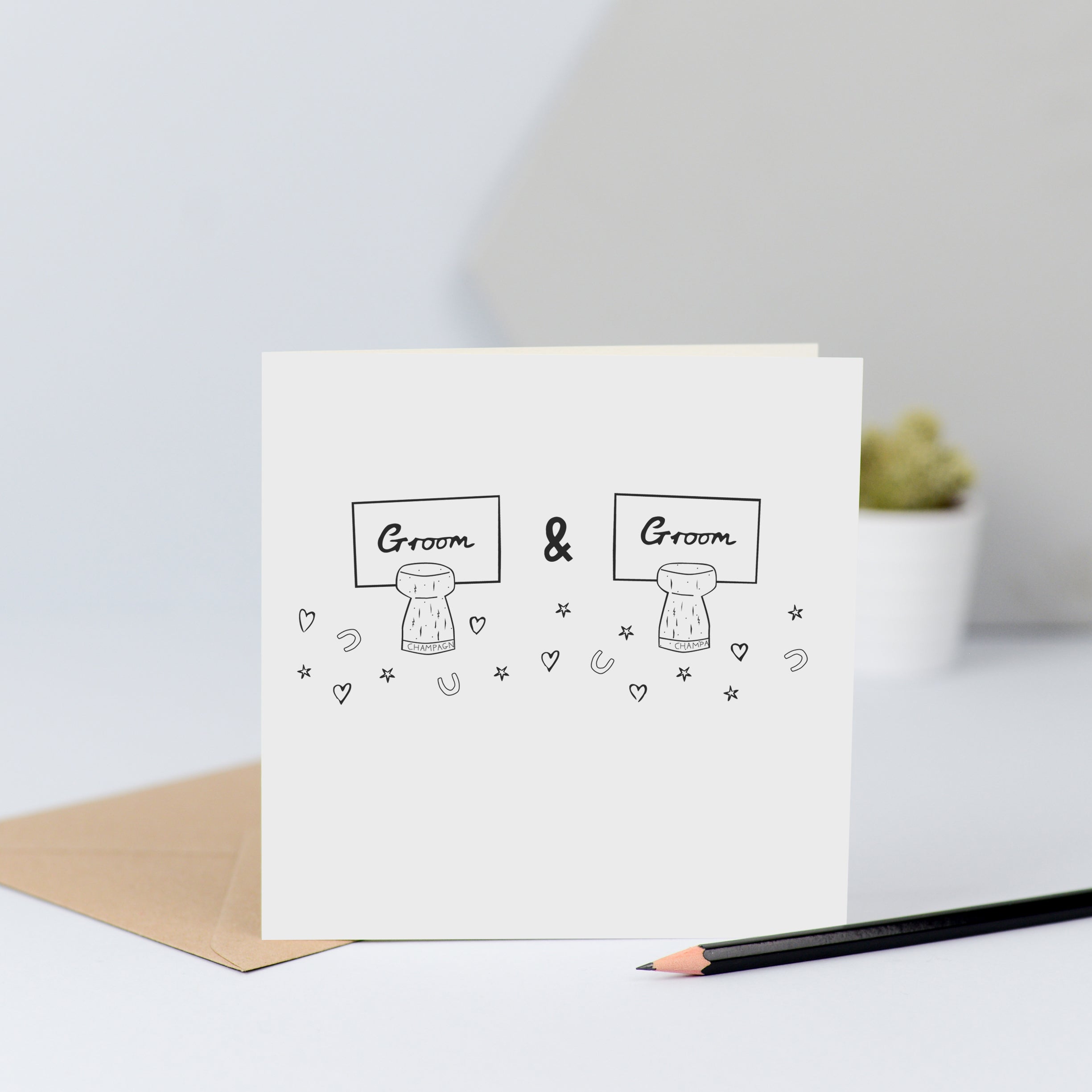 A same sex wedding card with two "Groom" name places.