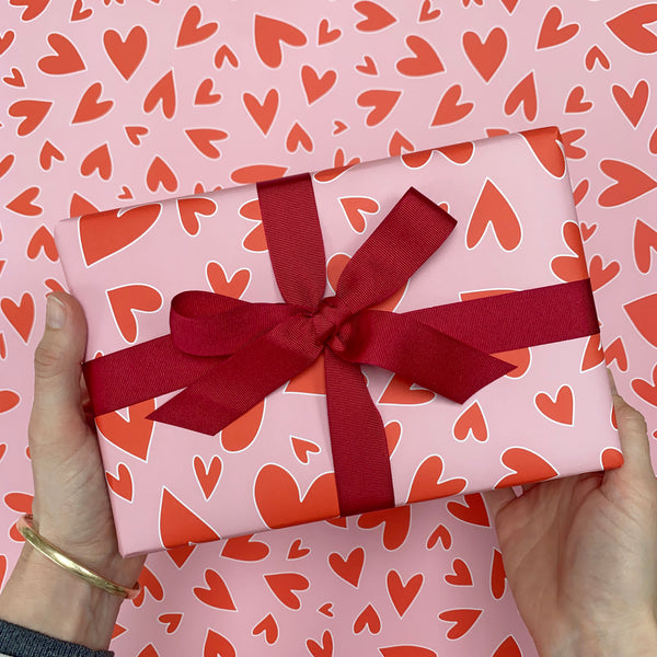 Heart Pattern Wrapping Paper Valentine's Day Anniversary - Temu