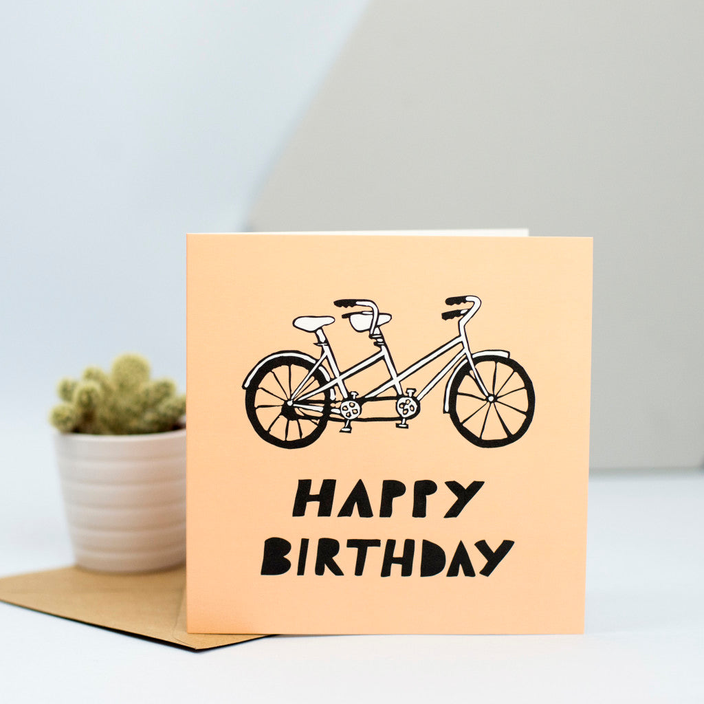 A tandem bicycle card for a cycling enthusiasts birthday.