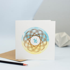 foiled spirograph design for a 16th birthday