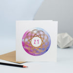 21st birthday card with watercolour and gold foil