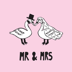 Swans Mr & Mrs Wedding Card