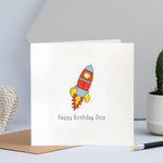 personalised rocket and space birthday card