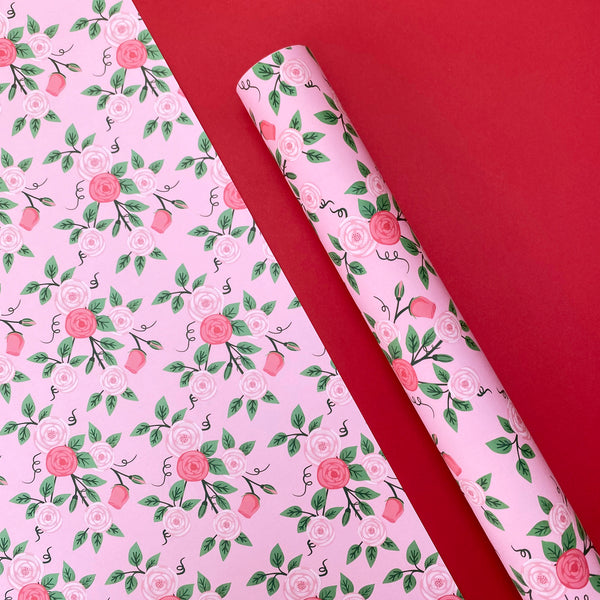 Red Roses Wrapping Paper Flower Design Gift Wrap Floral 