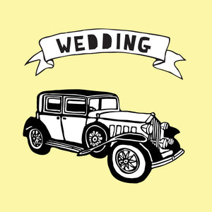 Vintage Car Wedding Card