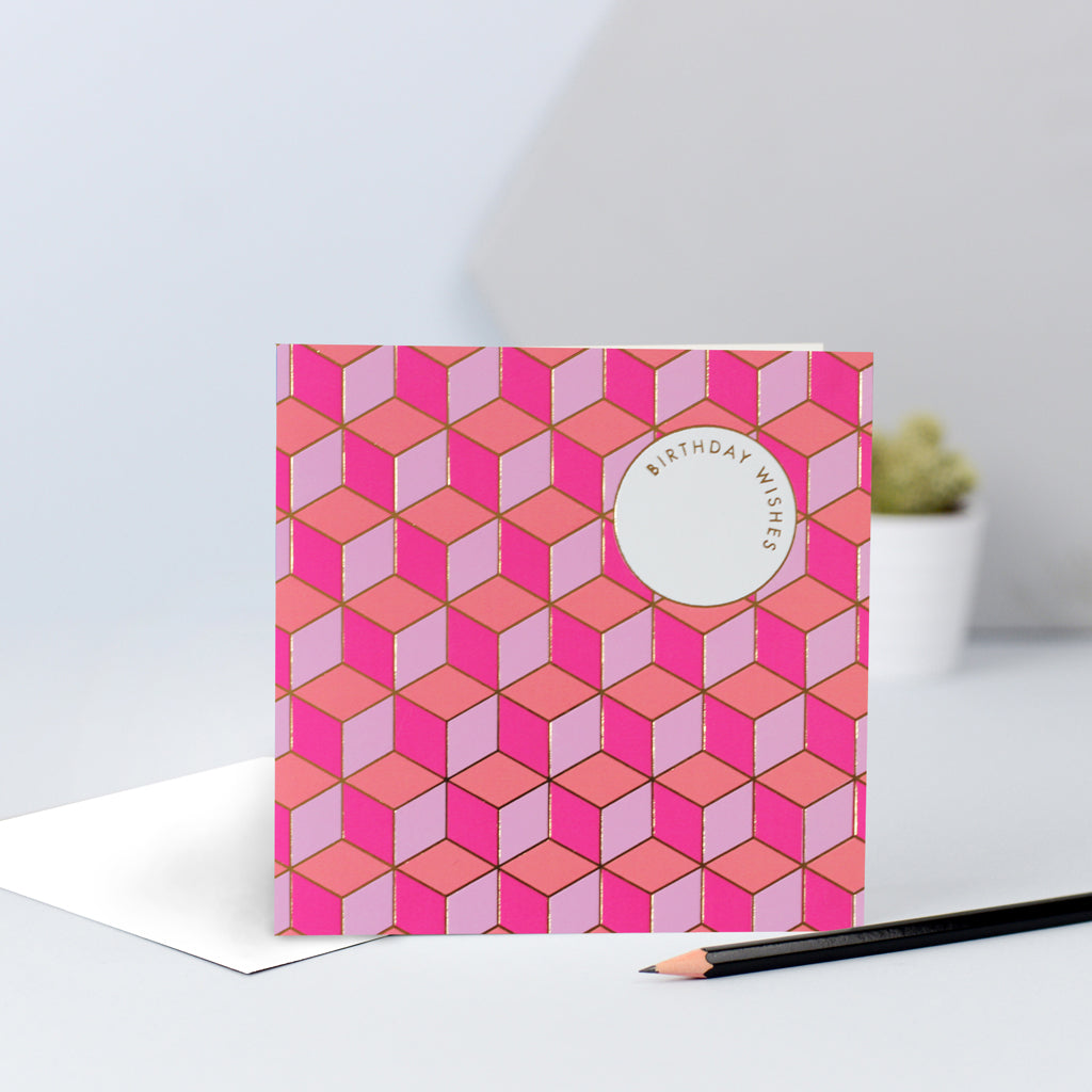 tessellation birthday card with gold foil