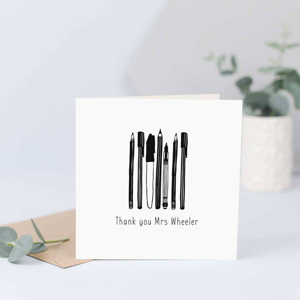 Personalised Thank you Teacher Card - pens