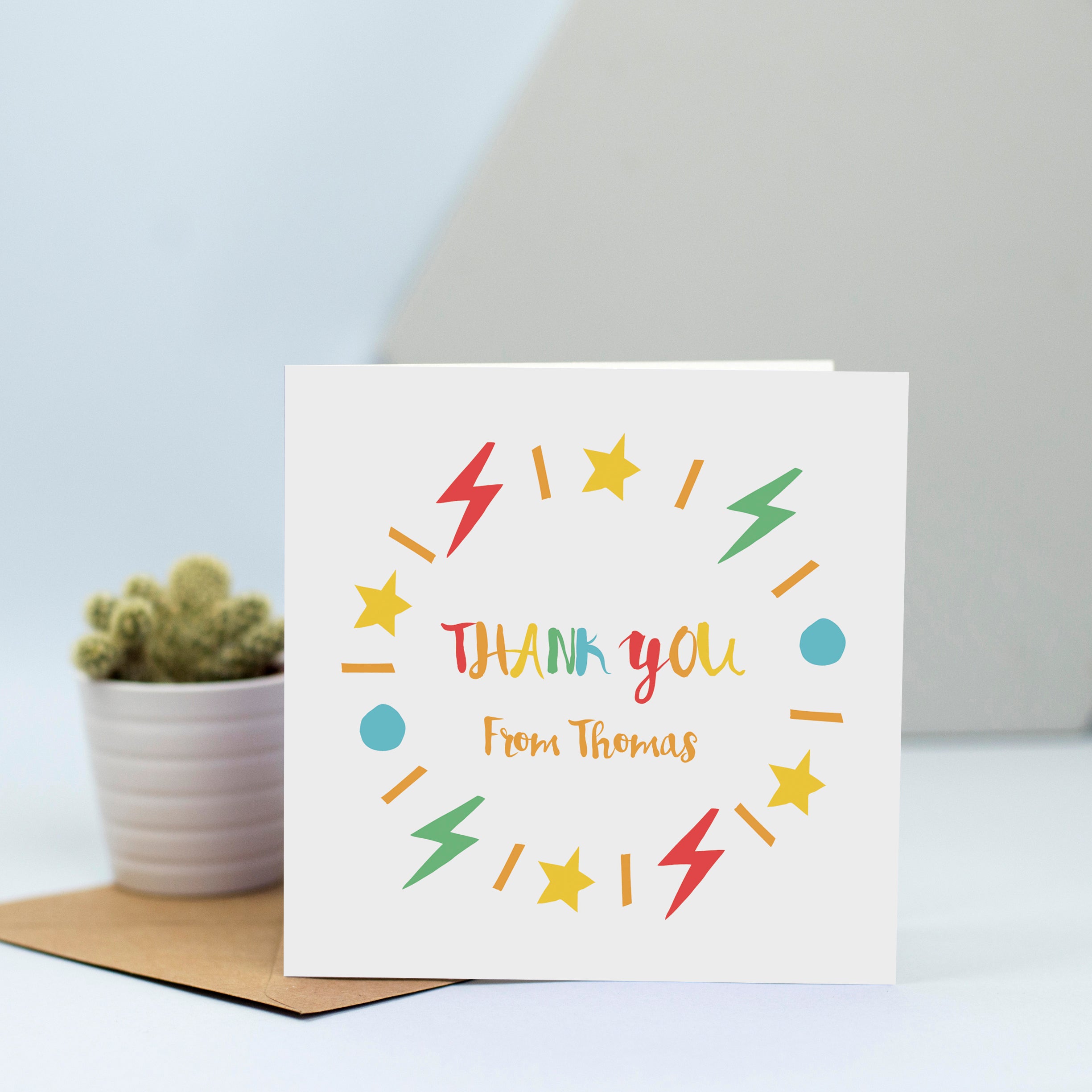 Personalised Thank You Cards - Rainbow Shapes