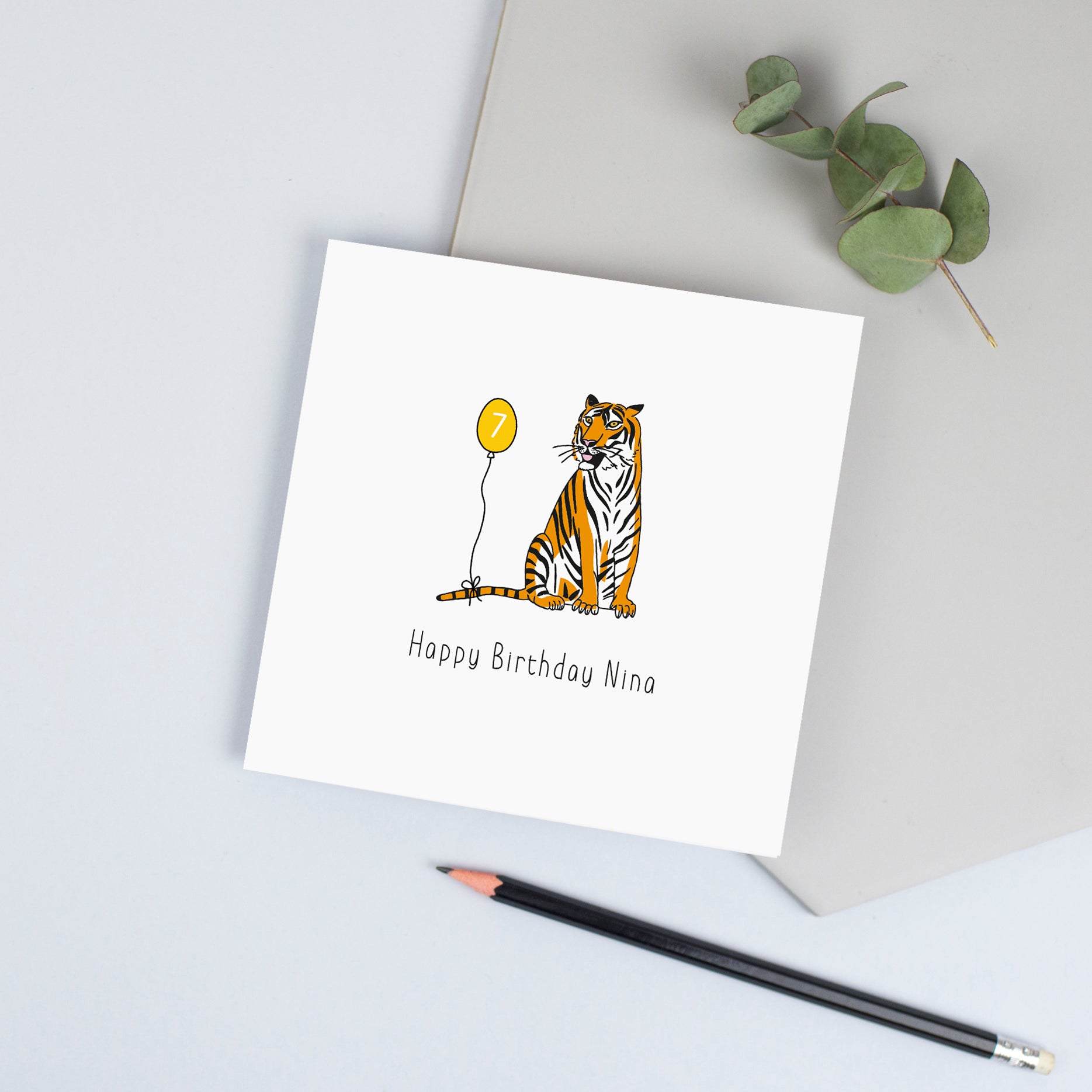 Personalised tiger birthday card