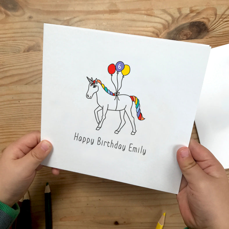 birthday card with unicorn