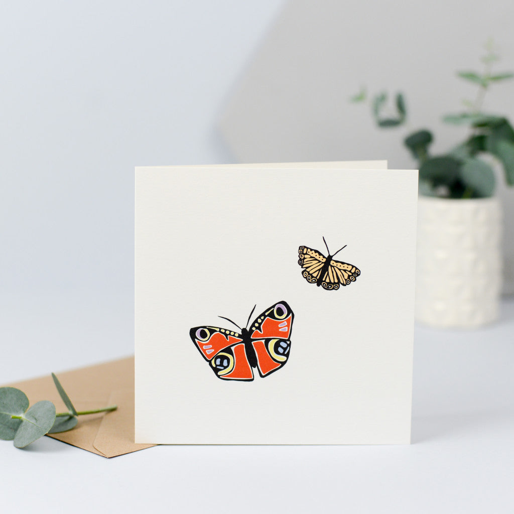 A hand drawn illustrations of two beautiful butterflies.