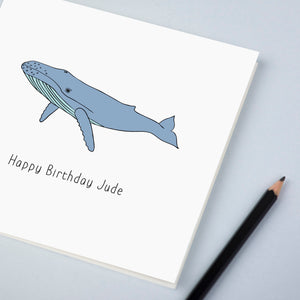 birthday card with whale