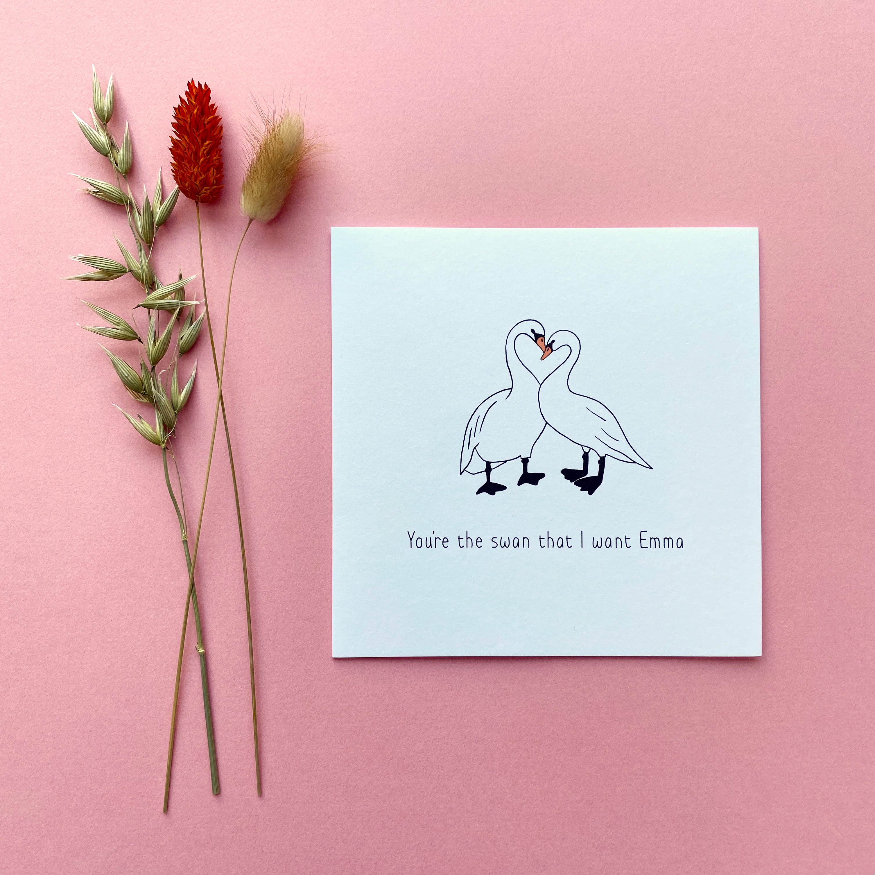 swan valentines card