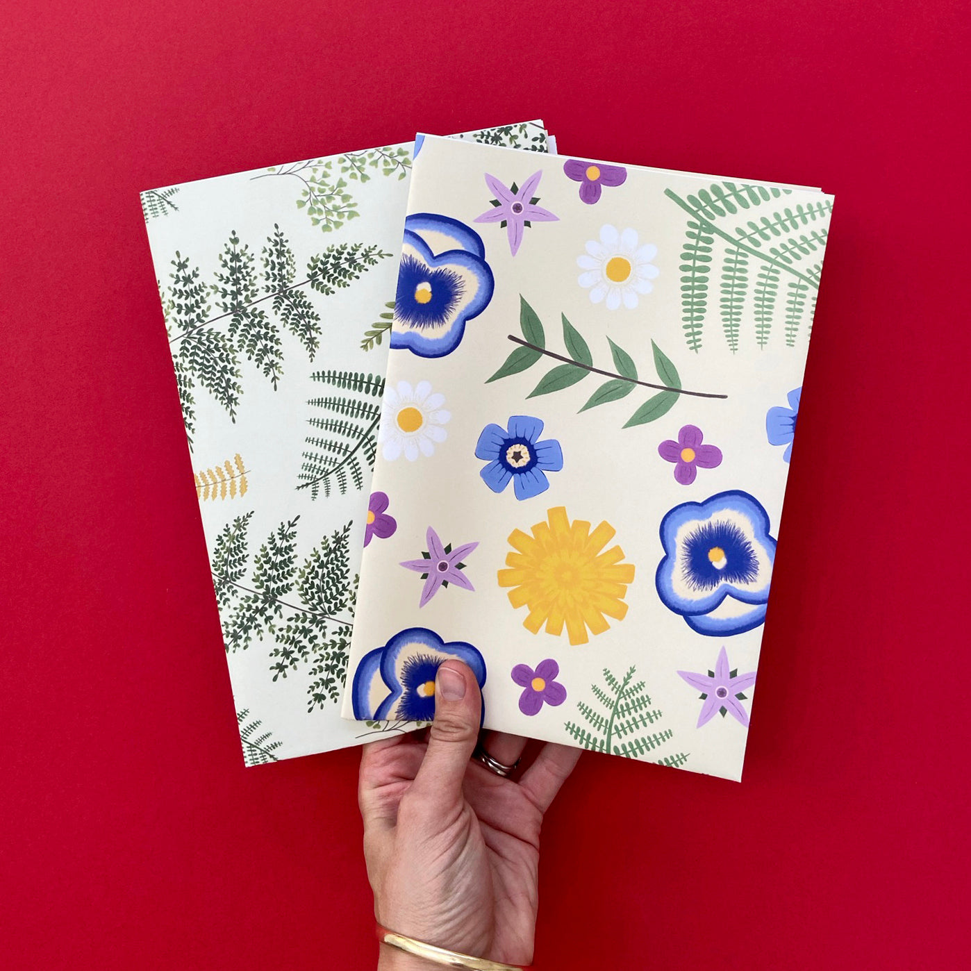 folded botanical gift wrap