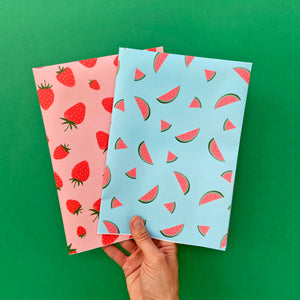 folded strawberry gift wrap