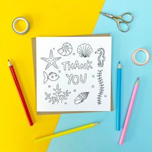 Colouring in Thank you Card - Under water