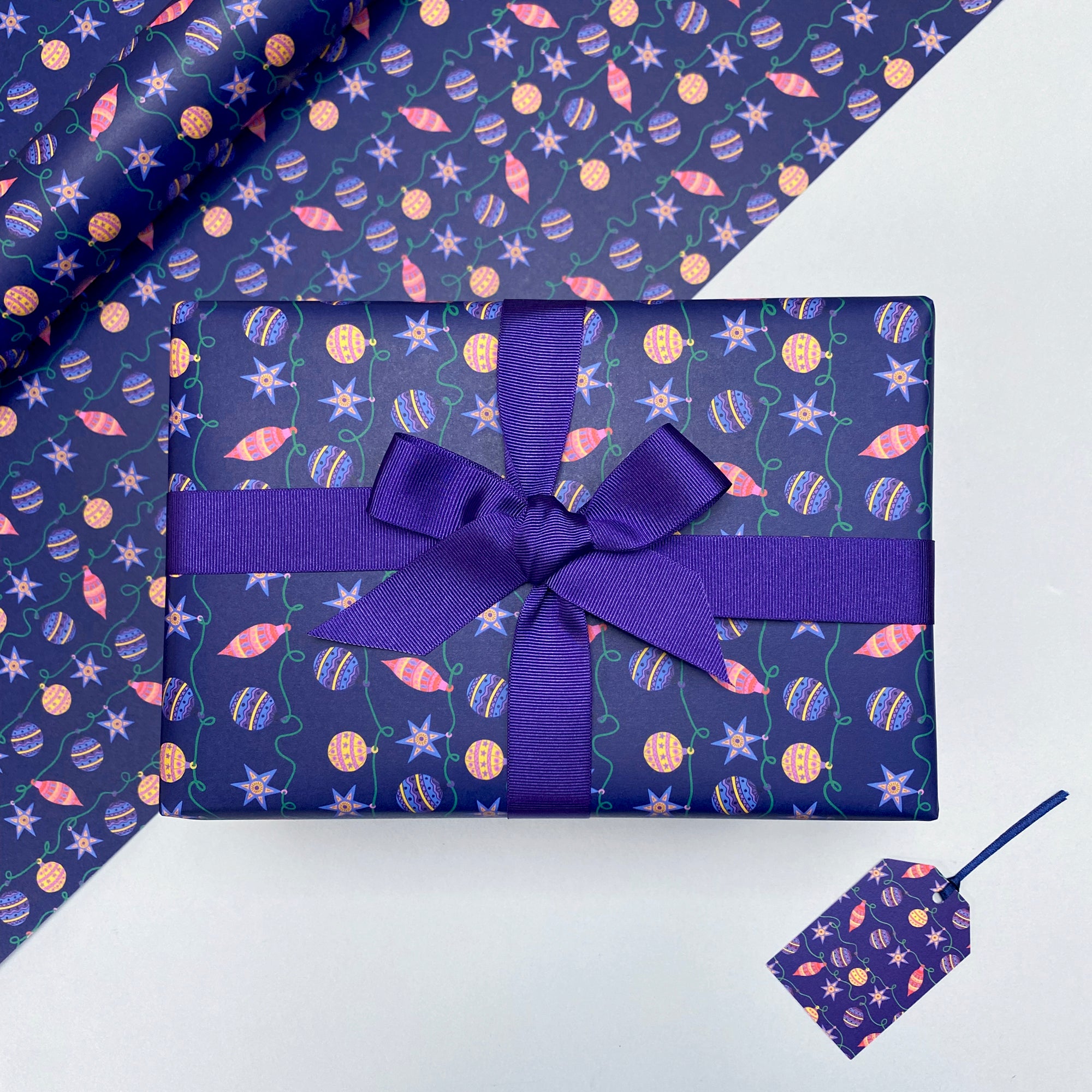 christmas baubles wrapping paper